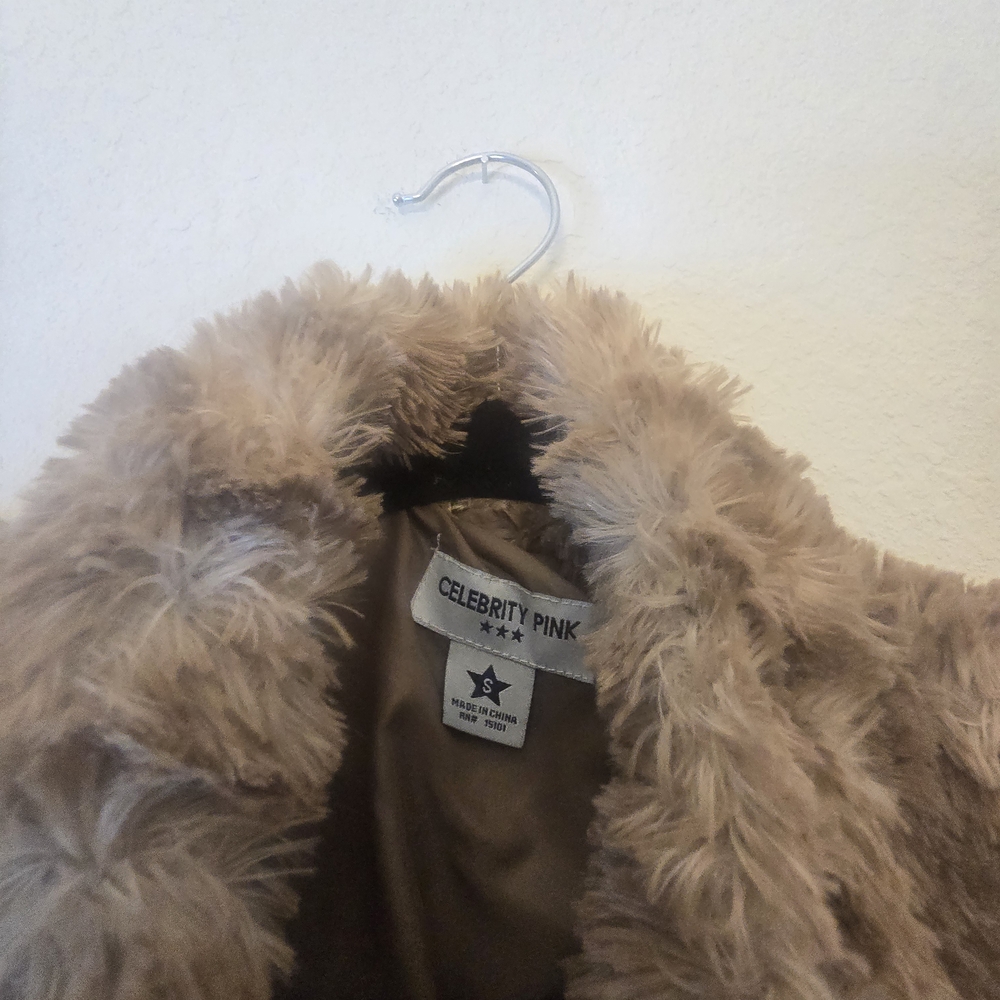 Celebrity Pink Faux Fur Jacket in Beige